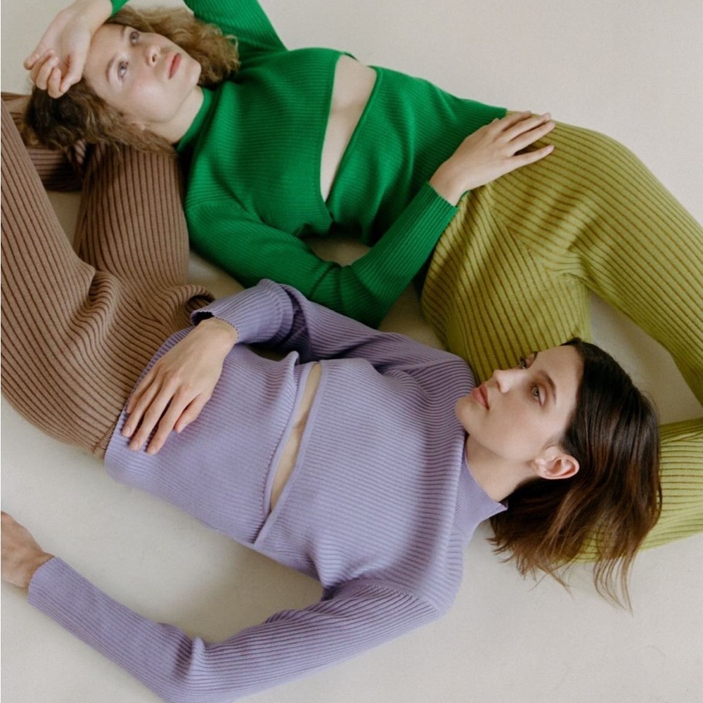 Green Cut out Sweater
